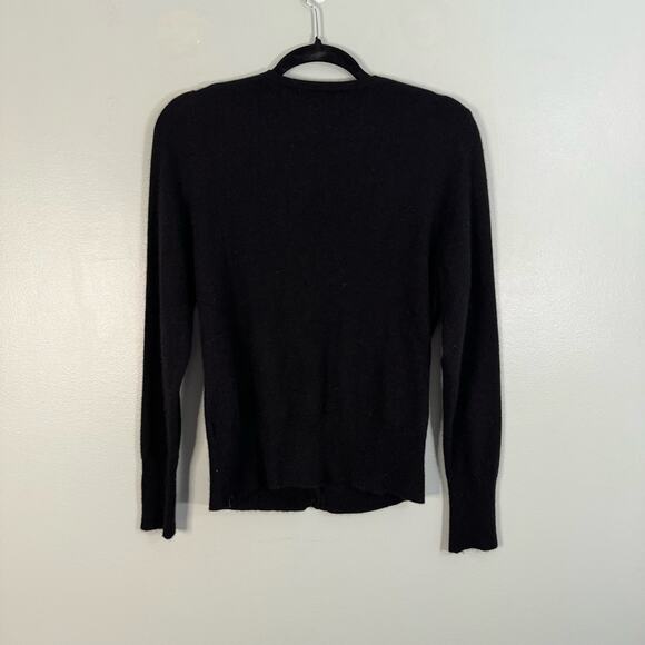 APT 9 Cardigan Womens L Cashmere Diamond Argyle Button Up Cozy Sweater Black - Picture 2 of 7